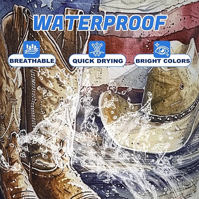 Cowboy Hat Boots Laundry Basket American Flag Oxford Cloth Laundry Hamper
