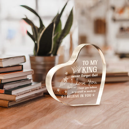 Valentines Day Gifts for Him Boyfriend Husband, Mens Valentines Day Gifts, Anniversary I Love You Gifts for Him, Men's Heart Shaped Acrylic Block -Fathers Day Birthday Gifts for Husband