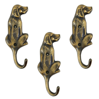 AYZCORP Set of 3 Cast Iron Dog Shape Coat Hooks Wall Art Decor-Dog Shape Hangers and Key Holder-Clothes Rack and Backpack Hanger-Coat Hooks Home Decor for Storage, Living Room,Hallway (Antique Finish)