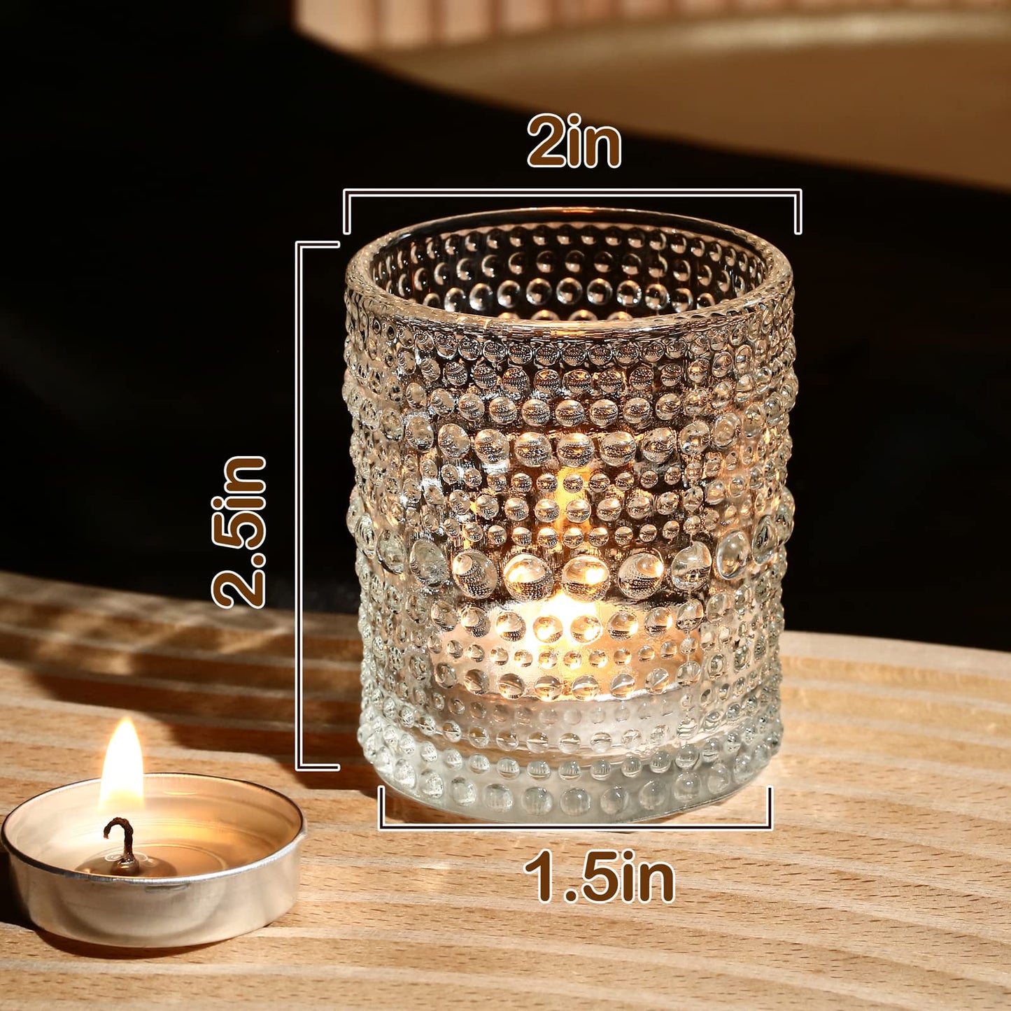 12 Pack Clear Votive Candle Holders Tea Light Candle Holders Bulk Tealight Glass Candle Holder for Table Weddings Party