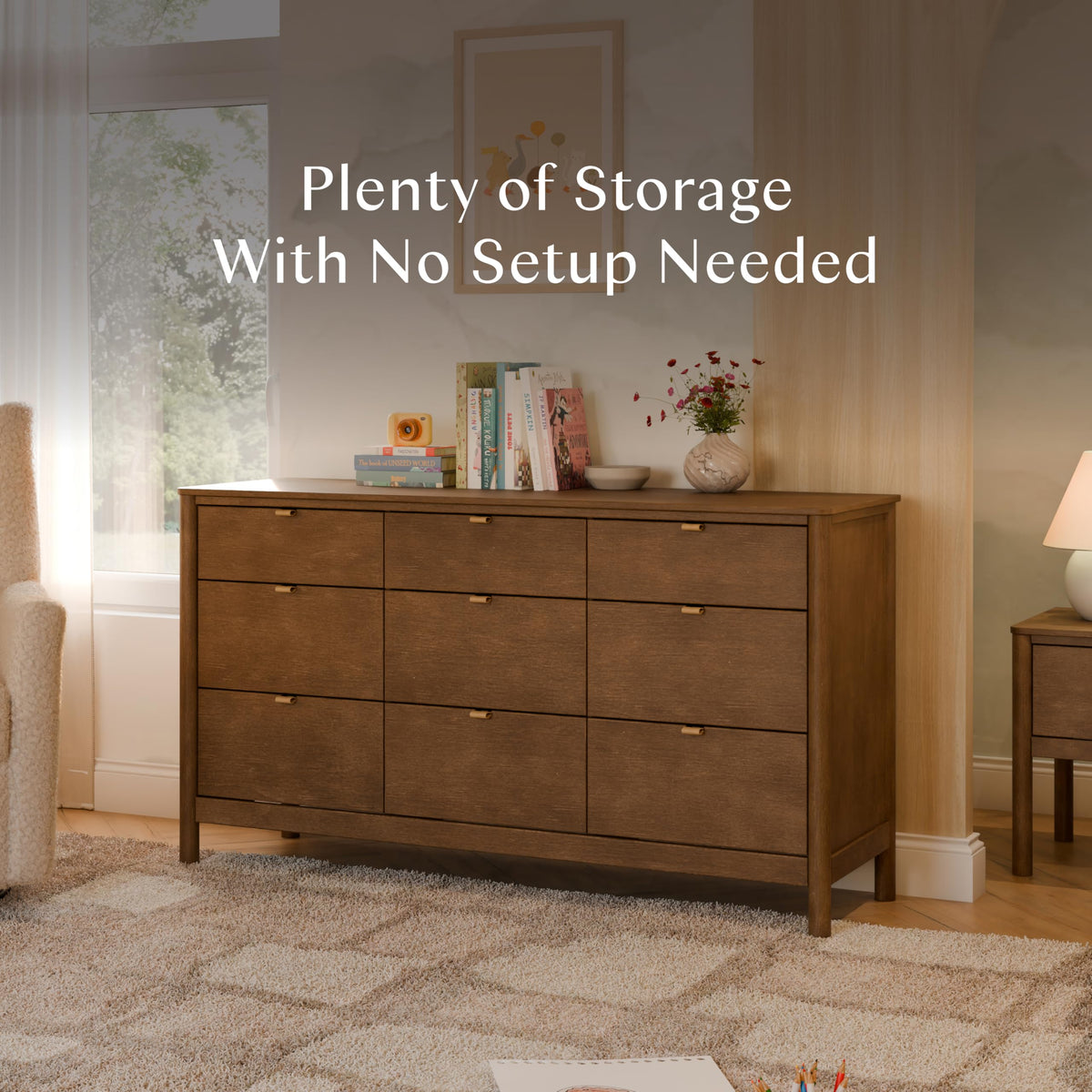 Babyletto Kids Bondi 9-Drawer Assembled Dresser in Natural Walnut, GREENGUARD Gold Certified