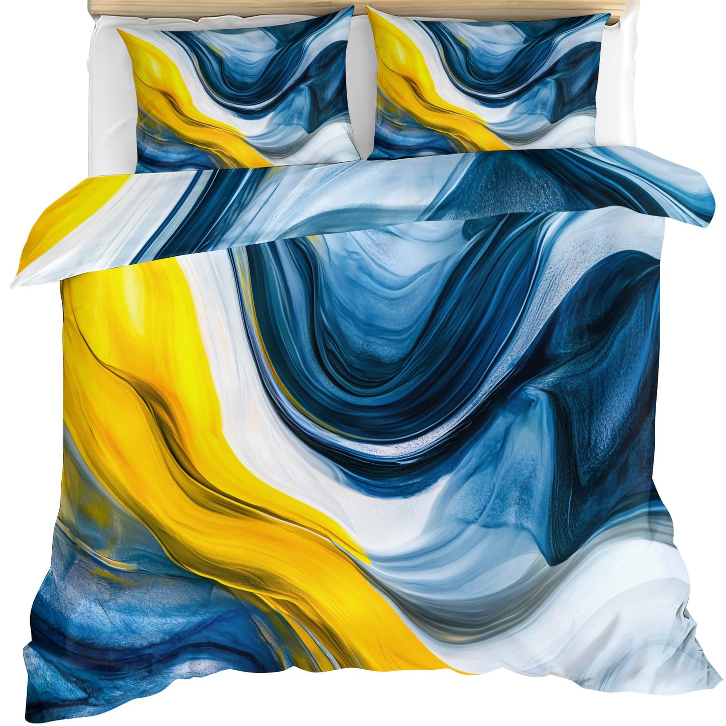 Twin Size Duvet Cover Fluid Art Print Duvet Cover Abstract Comforter Cover Abstract Waves Bedding Kids Room Bedding Decor (Reversible Printing)