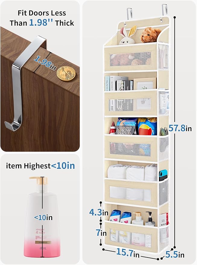 JARLINK Over The Door Organizer Storage, 5 Shelf Hanging Door Organizer