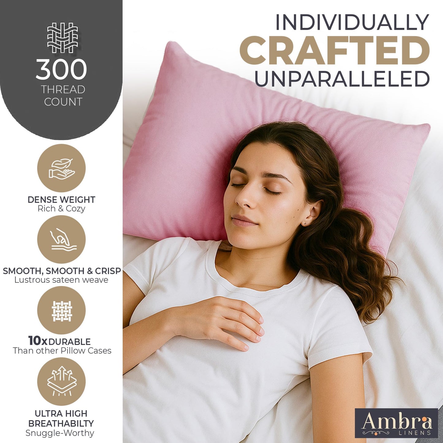 Ambra Linens - Ultra Soft Pillow Protectors 300TC Set of 2 Breathable Pillow Covers 100% Protection Against Stains, Dust & Dirt - Machine Washable