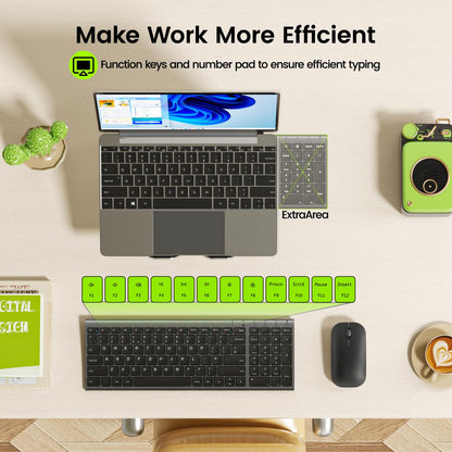 seenda WGJP-031B Wireless Keyboard Mouse Set, Ultra Thin Compact Rechargeable Aluminum Silent Computer Keyboard & Mouse Combo UK QWERTY Layout for Office, Home, Business, Black and Space Gray