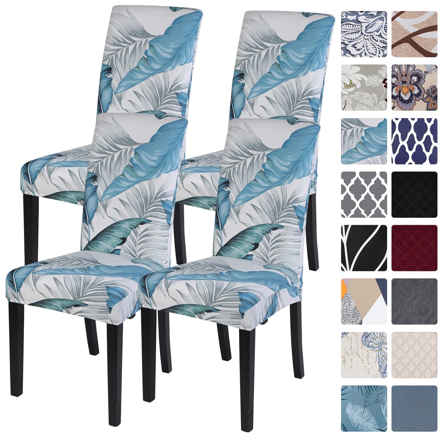 SearchI Dining Room Chair Covers Set of 4, Stretch Printed Parsons Chair Slipcovers Removable Washable Spandex Kitchen Chair Protector Cover for Dining Room, Hotel, Ceremony (Flower Pattern5)