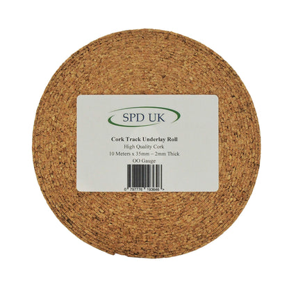 SPD UK OO Gauge Cork Track Underlay Roll - 10 Meter x 35 mm - 2 mm Thick