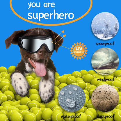 NVTED Dog Sunglasses Dog Goggles, UV Protection Wind Protection Dust Protection Fog Protection Pet Glasses Eye Wear Protection with Adjustable Strap for Medium or Large Dog (Pack of 1)