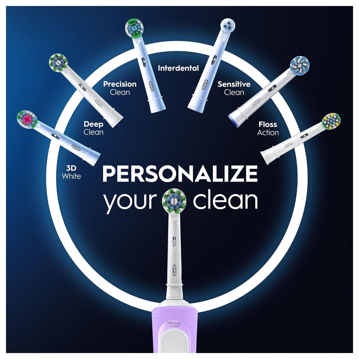 Oral-B Pro Vitality "WHITENIG EDITION" Electric Toothbrushes For Adults, 1 Handle, 2 Toothbrush Heads, 3 Brushing Modes Including Sensitive Plus, 2 Pin UK Plug, Purple (Package may vary)