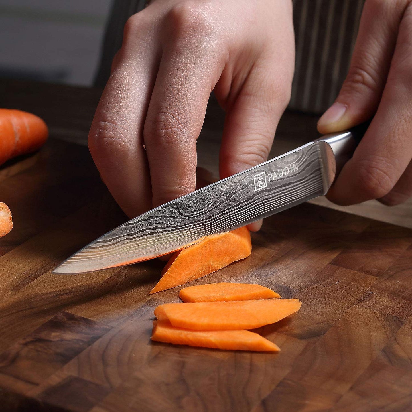 PAUDIN Utility Knife, Kitchen Knife 5 Inch, High Carbon Stainless Steel, Multipurpose Paring Knife for Fruit and Vegetable Cutting with Wooden Handle, Premium Gift Box
