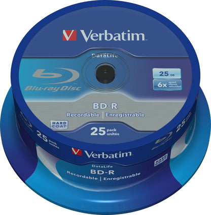 Verbatim BD-R SL Datalife - Blu-ray Disc 25 GB, 6x Burning Speed, Scratch Protection, 25-Pack Spindle, 99999