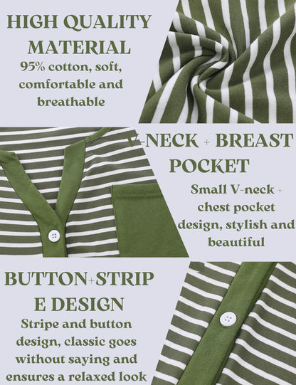 Marvmys Maternity Nightdress For Hospital Breastfeeding Nightwear 3/4 Length Sleeves Nursing Nightgown Button Down Sleep Shirt V Neck Pajama Soft Loungwear For Pregnant Women A-Green M