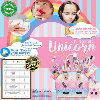 Kids Makeup Sets For Girls - Unicorn Teenage Washable Make Up Starter Kit, Childrens Princess Pretend Play Games Toys Presents, Little Girl Birthday Gifts Set For Age 3 4 5 6 7 8 9 10 11 12 Year Old