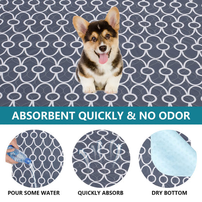 Geyecete Washable Dog Pee Pads (2pack), few Layers Design Waterproof/Soft/Super Absorbing/Anti-Slip Machine Washable, Reusable, Travel Pet Pee Pads! Puppy Training pads-Gray-M