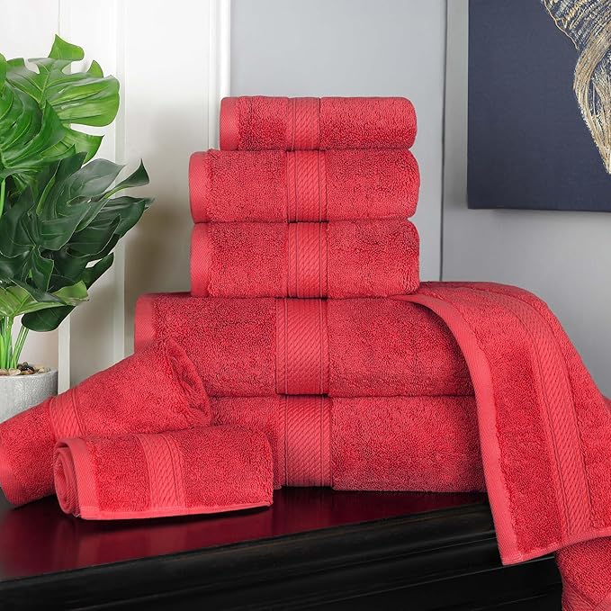 SUPERIOR Egyptian Cotton Pile 8 Piece Towel Set, Includes 2 Bath, 2 Hand