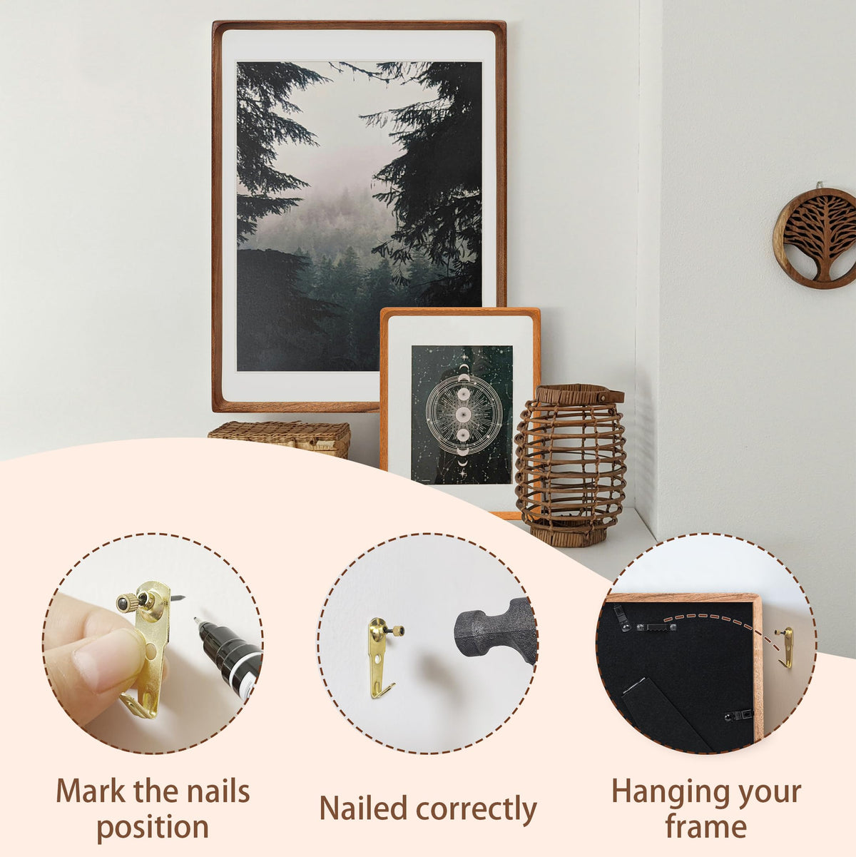Gdfmsc 8x10 Picture Frame with Mat for 5x7/6x8, USA-Sourced Natural Walnut Wood Handcrafted Rounded Corner with Real Glass, Vertical or Horizontal Display Photo Gallery Wall & Tabletop Frame