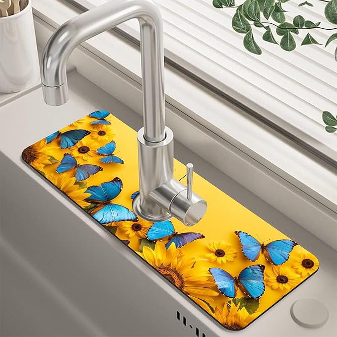 Kitchen Sink Splash Guard Faucet Mat Super Absorbent Fast Drying Mat Guard