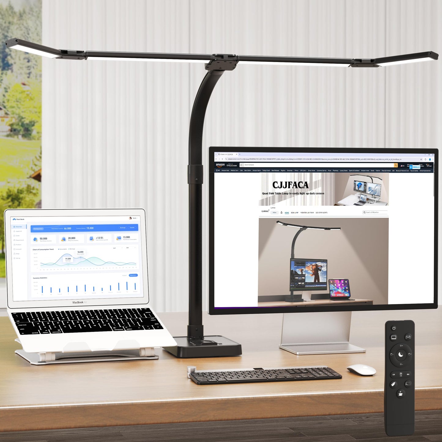 CJJFACA Office Home Desk Lamp,24W Super Bright Eye-Care Desk Lamp,Adjustable Gooseneck Office LED Task Light with Soft Non-Glare Lighting,Suitable for Studying,Reading (Black) (Plus)