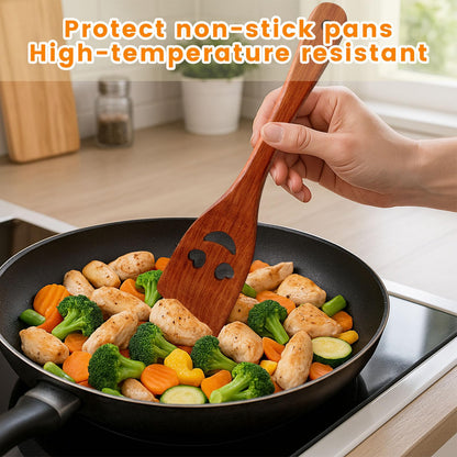 HANSGO 5PCS Wooden Cooking Spoons, Funny Wooden Utensil Set Wood Spatulas with Smile Faces Cute Kitchen Accessories, Best Cooking Gifts for Housewarming Wedding Holidays