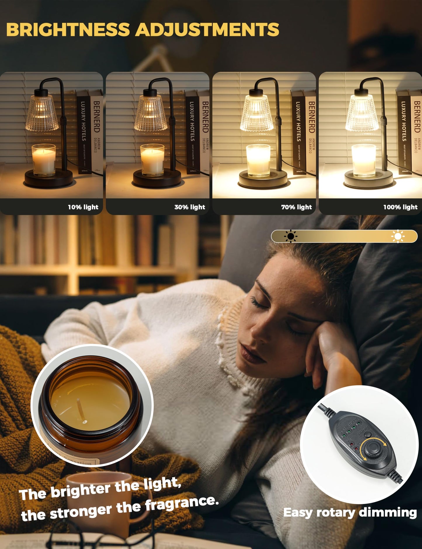 GODONLIF Candle Warmer Lamp with Cycle Timer, Birthday Gifts for Women Mom Her, House Warming Gifts New Home Room Decor, Wax Melt Warmer for Jar Candles with 2 Bulbs