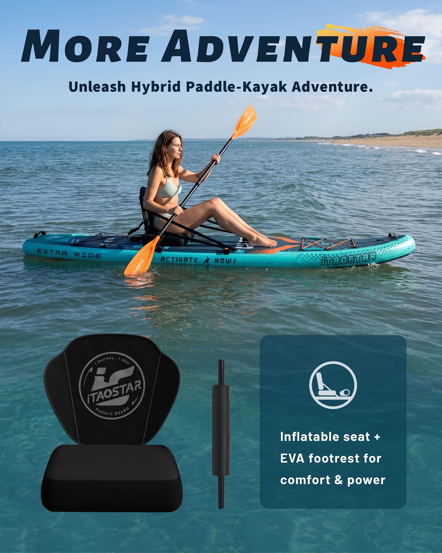 iTAOSTAR Lead 12' × 35" Inflatable Stand Up Paddle Board with Seat, Extra Wide SUP Board with 5 Fins Stable Design for Youth, All Skill Levels, Lakes, Oceans & Fishing