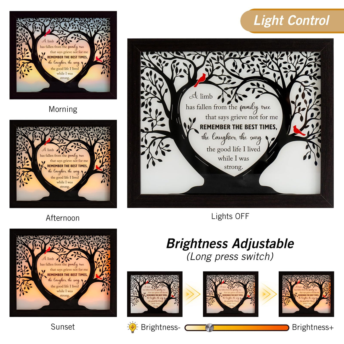 HN HAIINAA Sympathy Gift LED Memorial Shadow Box Memorial Gifts for Loss of Loved One Mother Mom Dad Father, in Memory of Loved One Gifts