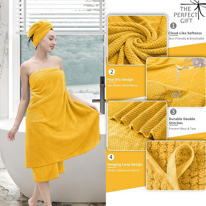 Extra Large Bath Towel Set of 4, Oversized Bath Sheet Super Soft Highly