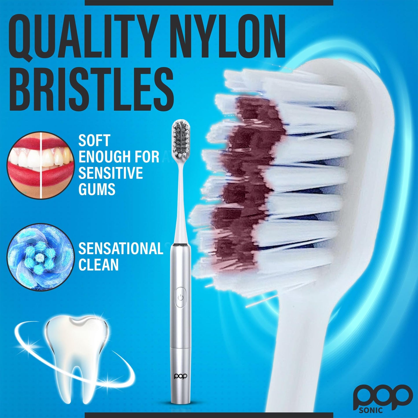 Go Plus Sonic Toothbrushes for Adults w/Electric Toothbrush Case - Electric Toothbrush for Adults & Kids - Sonic Toothbrush w/ 2 Speeds - 18000-24000 Vibrations Per Minute (Silver)