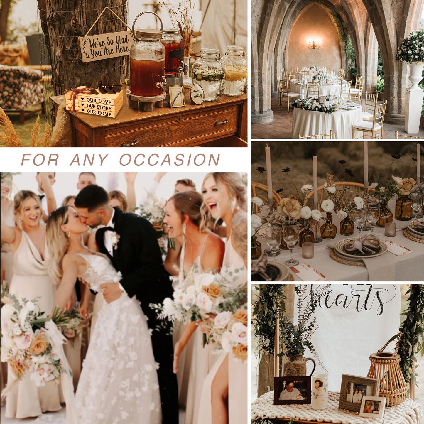 LARAINEIK 3 Pieces Wooden Decorative White Books, Rustic Farmhouse Faux Books for Coffee Table Shelves with Wood Bead Tassels and Leaves, 7'x 4.6'x 2.5' (Take Time to Do, What Makes, Your Soul Happy)