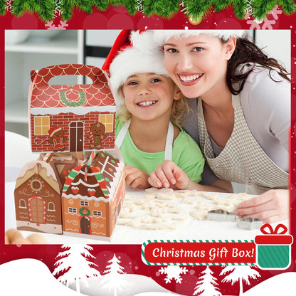SAITI 24 Pieces Christmas Cookie Boxes for Gift Giving, 3D Christmas Treat Boxes 3 Designs Gift Boxes for Holiday Xmas Goody Party Favors