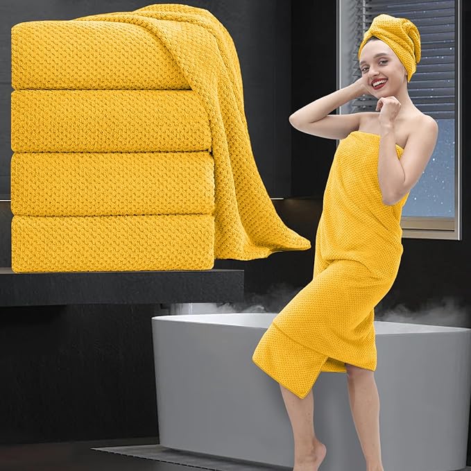 Extra Large Bath Towel Set of 4, Oversized Bath Sheet Super Soft Highly