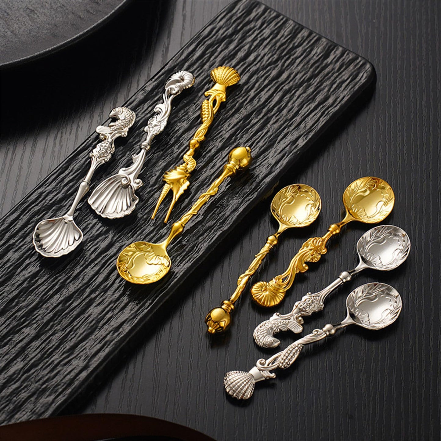 Elegant Demitasse Scoops for Seasoning Coffee Dessert Drink Mixing Metal Zincs Alloy Dessert Spoon Kitchen Gadget Salt Spoon