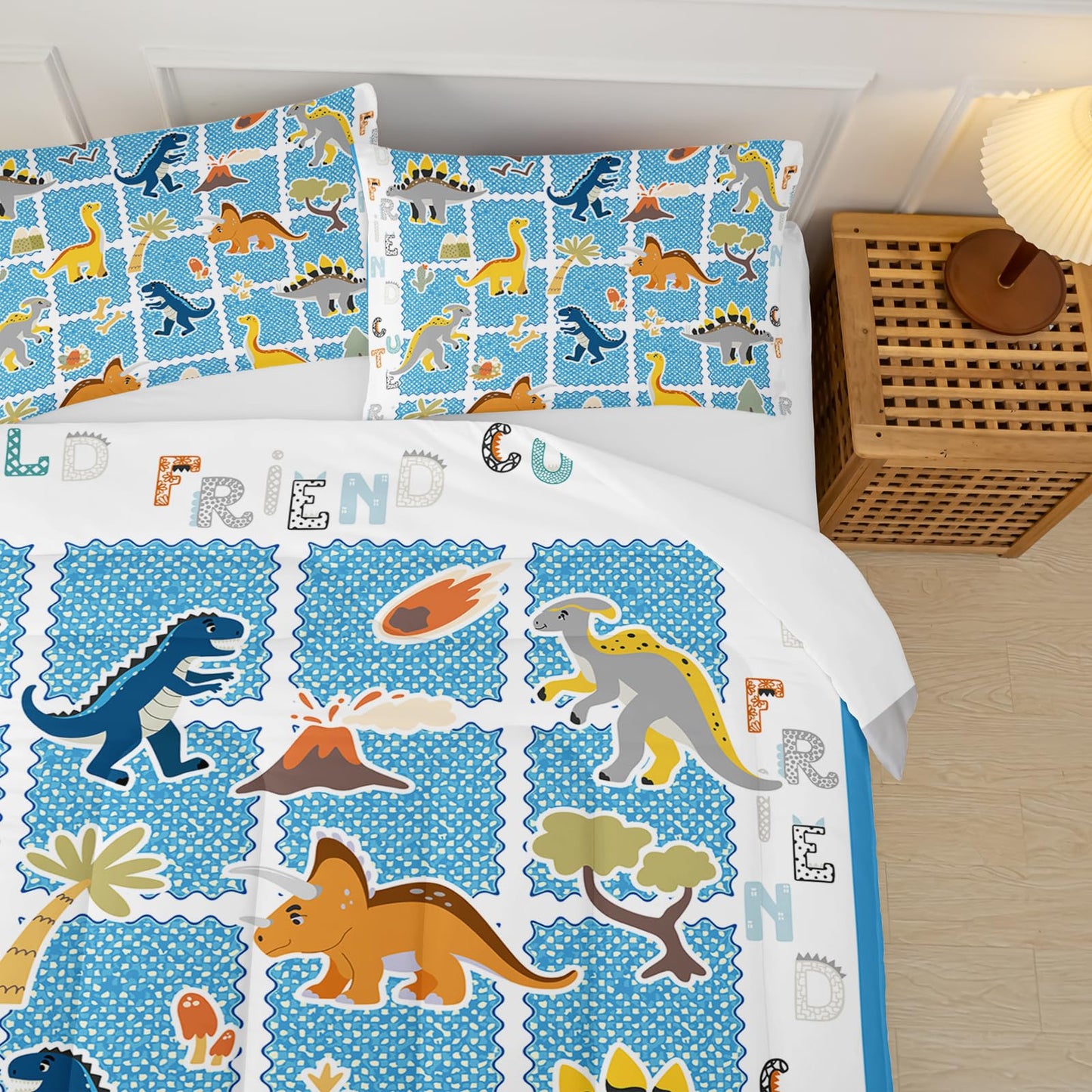 lneffble Twin Bed Comforter Sets for Boys Dinosaur，Dinosaur Bedding Set for Girls Teens Kids Boys Adults Room Decor,with 1 Comforter with 2 Pillow Case