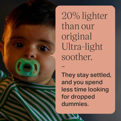 Tommee Tippee Ultra-Light StayPut Day and Night Dummies, 6-18m, 4 Pack, One-Piece Silicone Soother, Soft Skin Feel