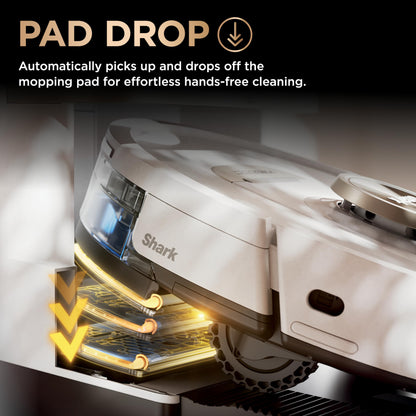 Shark Robot Vacuum & Mop Combo, PowerDetect NeverTouch Pro,Self-Emptying,Self-Refill with Self-Clean Pad Wash & Dry, 60-Day Debris Capacity,30-Day Refill Tank, 5PowerDetect Technologies,White,AV2800ZE