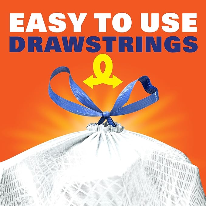 Hefty Ultra Strong Trash Bags 13 Gallon | Tall Kitchen | Drawstring Closure |