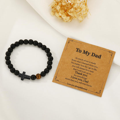 Gnamy Cross Bracelet for Dad Gifts from Son Daughter, To My Dad American Flag Beaded Bracelets Valentines Fathers Birthday Christian Jewelry Gifts Presents for Daddy Papa Father Him
