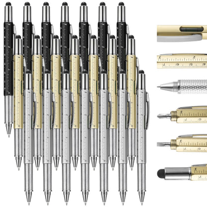 Multi Tool Pens, 30 Pcs Multitool Pens with Refills, 6 in 1 Multi-tool Pen Set with Ruler, Level Gauge, Ballpoint, Stylus, Screwdriver and Slotted Screwdriver for Men Fathers Day, Birthday Gifts