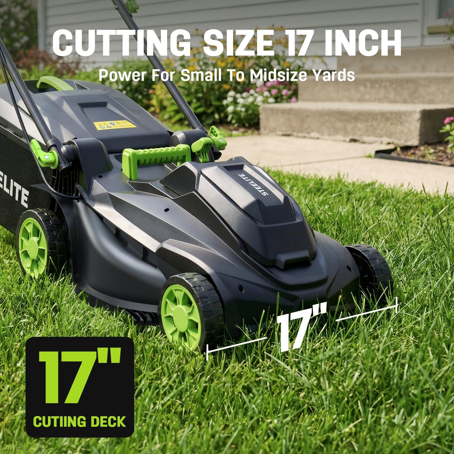 STEELITE 40V 17" Cordless Electric Lawn Mower with Brushless Motor, 6-Position Height Adjustment, 2-in-1 Bagging Mulching, 2PCS 4.0Ah Batteries & Charger Included