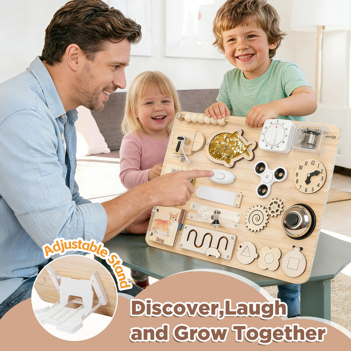GNAYUIJ Montessori Large Busy Board for 1 2 3 4,Wooden Sensory Activity Toys,Fine Motor Skills & Early Learning for Toddler Baby Boys Girls Gifts for ADHD & Autistic Kids Children