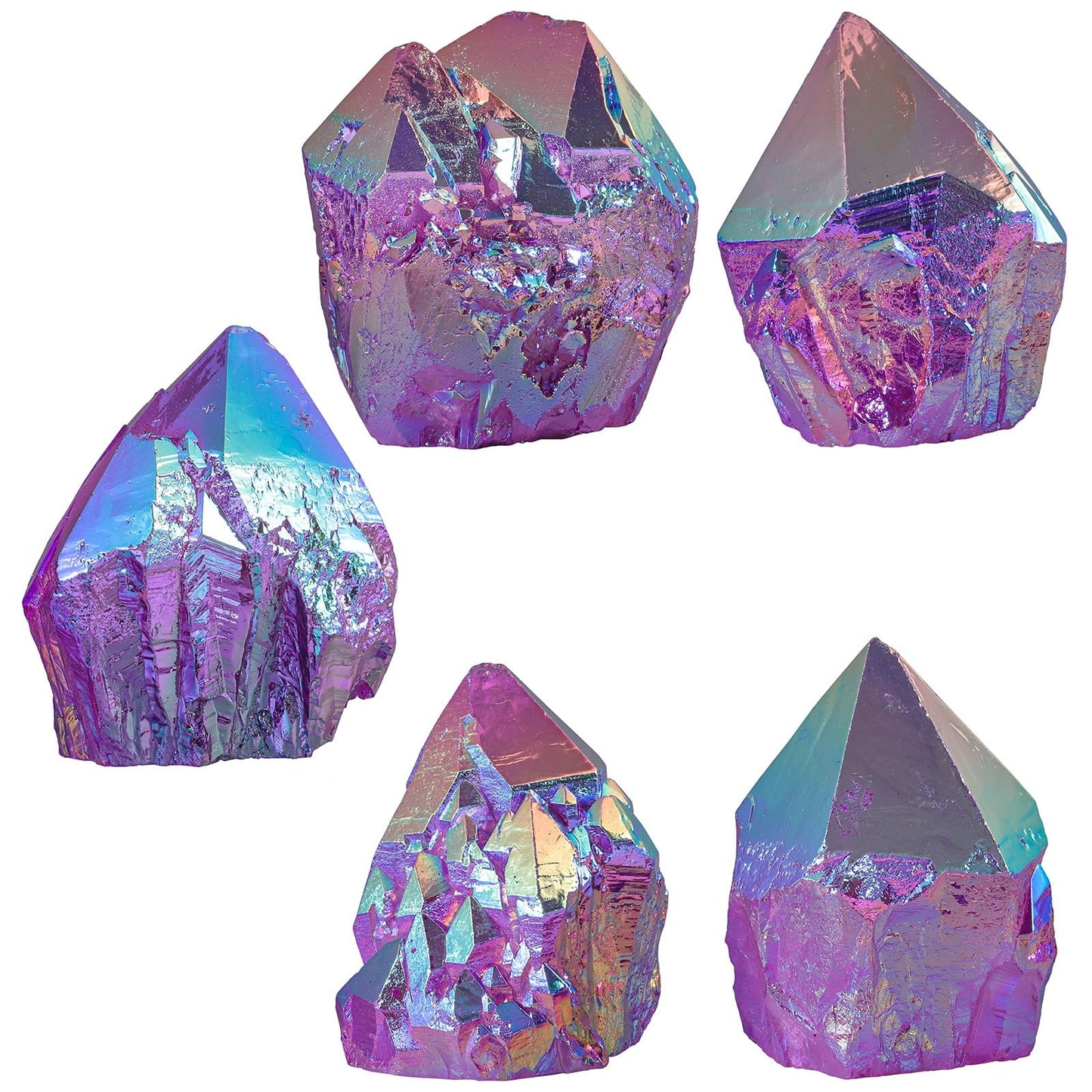 TUMBEELLUWA Titanium Coated Purple AB Crystal Cluster, Angel Aura Quartz Decorative Rock Geode Mineral Specimen for Home Shelf