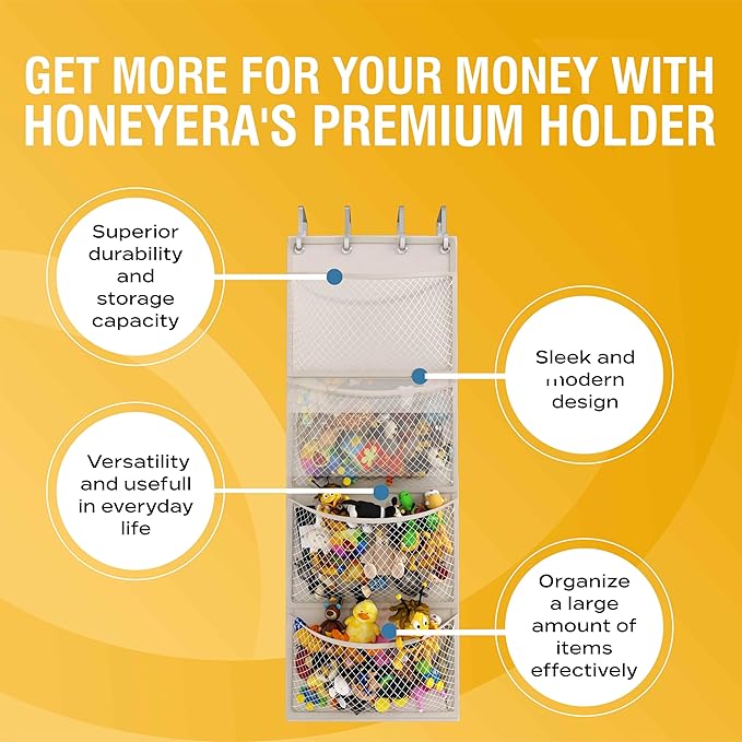 Honeyera The Original Storage for Stuffed Animals, Over Door Organizer for