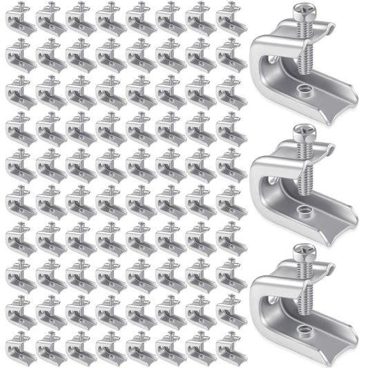 Hicarer 200 Pcs 1/4" x 20 Beam Clamp Heavy Duty Steel, Zinc Plated C-clamp Fastener for I-beams and Strut Channels, Secure Conduit & Pipe Hanging Support