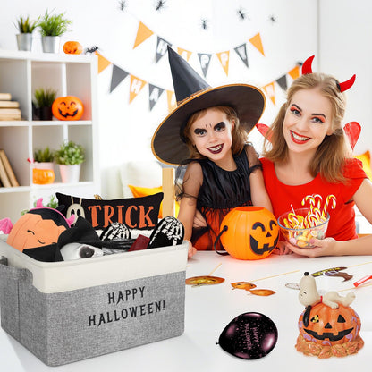Lukeline Halloween Boo Basket with Handles, Personalized Trick or Treat Storage Baskets Organizer, Halloween Basket Gifts Organizing for Home Decor (HALLOWEEN)