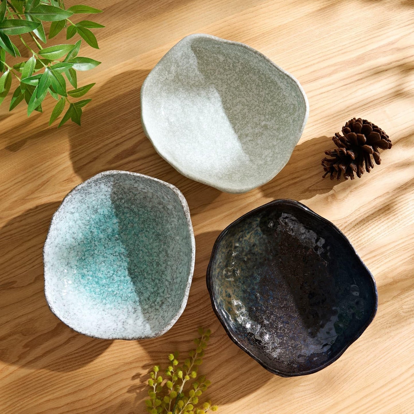 VOMANA Ceramic Decorative Dish, Irregular-Edge Stoneware Centerpiece Dish for Coffee Garden Home Entryway Table, Key Bowl, Fruit Bowl, Handcrafted Gift Decor (10 inch Dark Blue)