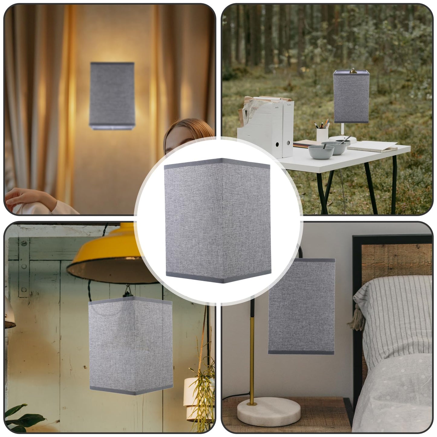 Baluue Square Lamp Shade 7.87X5.51X5.51 Inch Linen Light Cover for Floor and Table Lamps Soft Diffused Lighting Eye Protection Bedroom Living Room