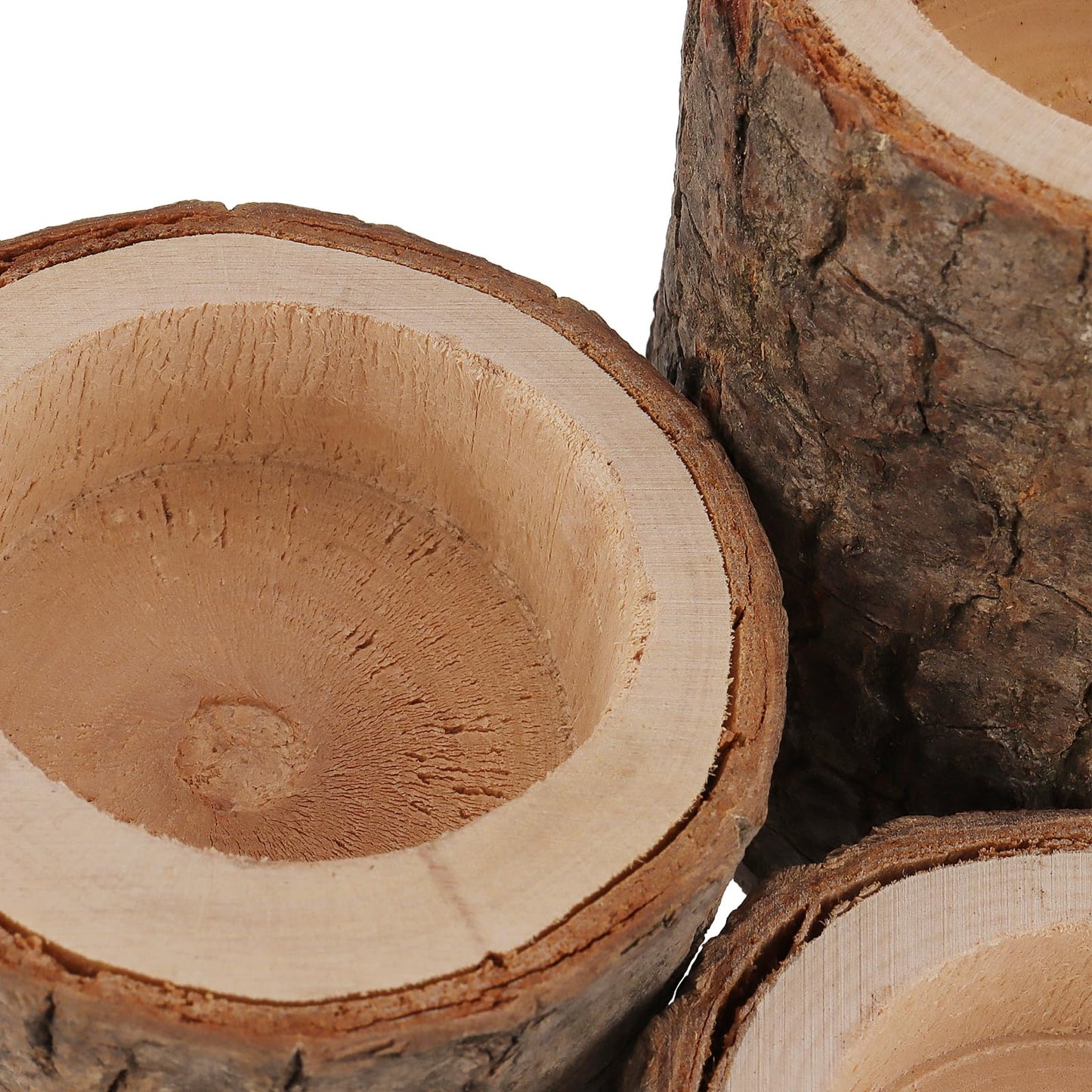 FUNSUEI 18 PCS Wooden Tea Light Candle Holders, Rustic Wood Votive Log Candle Holders, Rustic Wood Votive Candle Holder for Table Decoration, 3 Sizes