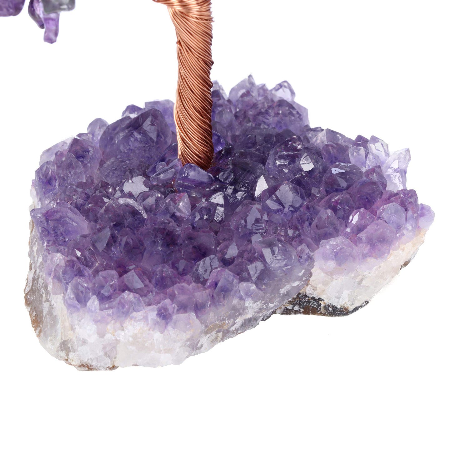Jovivi Natural Amethyst Healing Crystal Money Tree on Amethyst Cluster Geode Druzy Base Feng Shui Crystals for Home Office Desk Decorations, Wealth, Good Luck