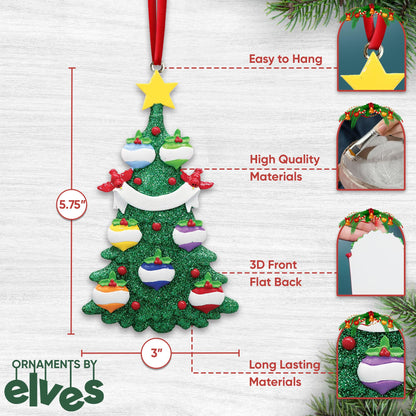 3D Baubles Family of 7 Christmas Ornament 2025 Personalized Family Christmas Ornaments 2025 | Red Cardinals in Green Personalized Tree Ornaments Customizable Gifts Xmas Balls of Seven Ornament Star