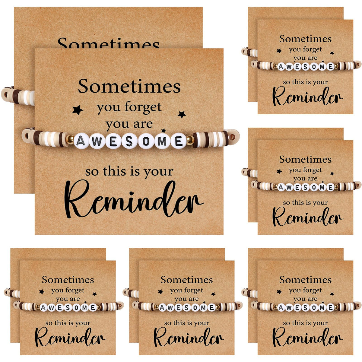 Huquary 24 Set Employee Appreciation Bracelets Team Gift Bulk Sometimes You Forget You Are Awesome Bracelets with Card Motivational Party Favor for Coworker Teacher Doctor Nurse Social Worker Gift